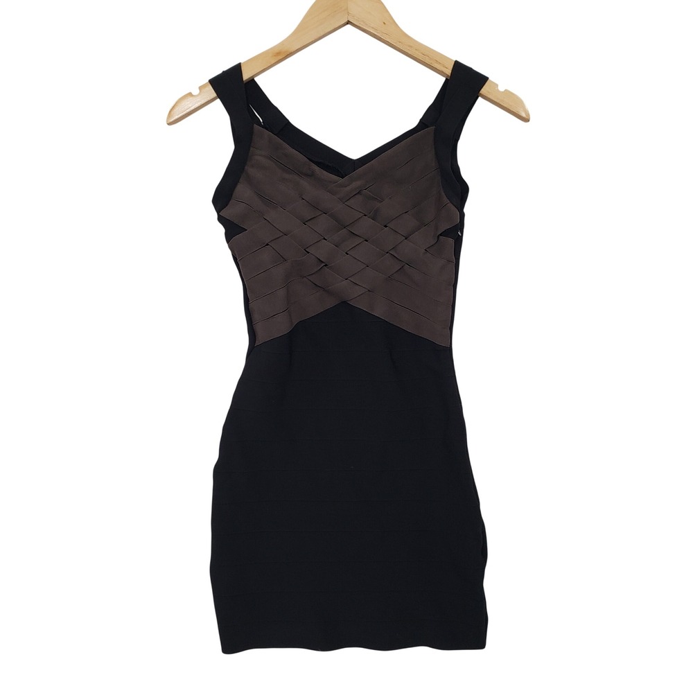 Guess by Marciano Black Taupe Bandage Bodycon Dress‎ XS Party Clubwear Baddie